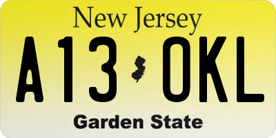 NJ license plate A13OKL