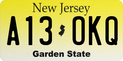 NJ license plate A13OKQ