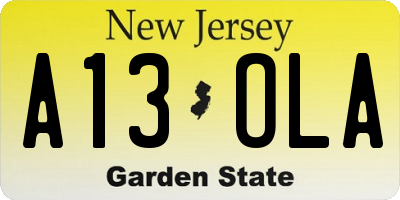 NJ license plate A13OLA