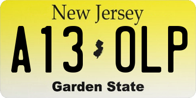 NJ license plate A13OLP