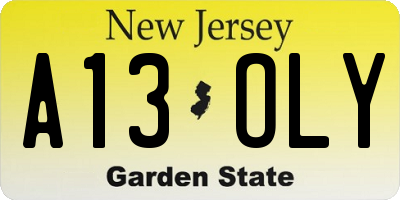 NJ license plate A13OLY