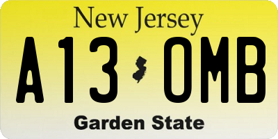 NJ license plate A13OMB