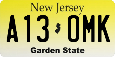 NJ license plate A13OMK