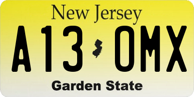 NJ license plate A13OMX