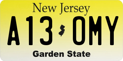 NJ license plate A13OMY