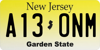 NJ license plate A13ONM