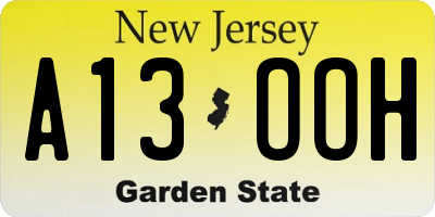 NJ license plate A13OOH