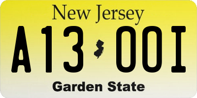 NJ license plate A13OOI