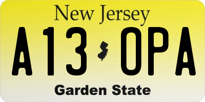 NJ license plate A13OPA