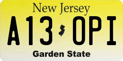 NJ license plate A13OPI