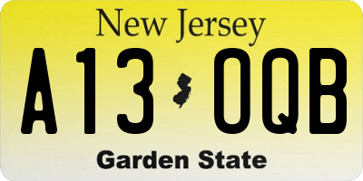 NJ license plate A13OQB