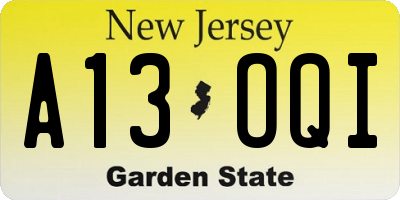 NJ license plate A13OQI