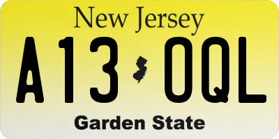 NJ license plate A13OQL