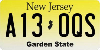NJ license plate A13OQS