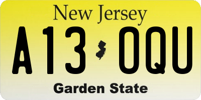 NJ license plate A13OQU