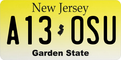 NJ license plate A13OSU