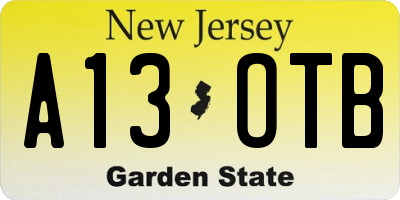 NJ license plate A13OTB