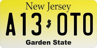 NJ license plate A13OTO