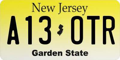 NJ license plate A13OTR