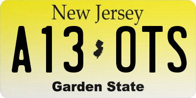 NJ license plate A13OTS