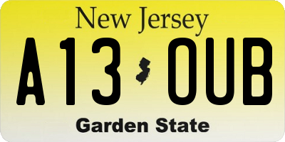 NJ license plate A13OUB