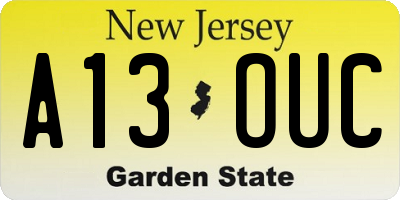 NJ license plate A13OUC