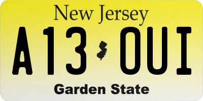 NJ license plate A13OUI