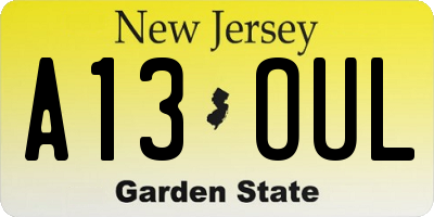 NJ license plate A13OUL