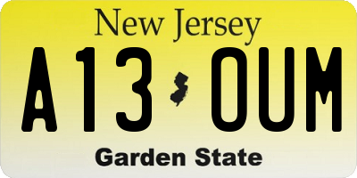 NJ license plate A13OUM