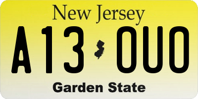 NJ license plate A13OUO