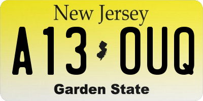 NJ license plate A13OUQ