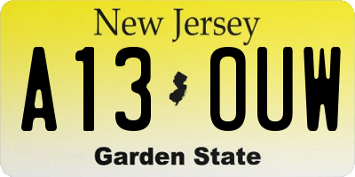 NJ license plate A13OUW