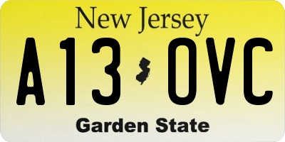NJ license plate A13OVC