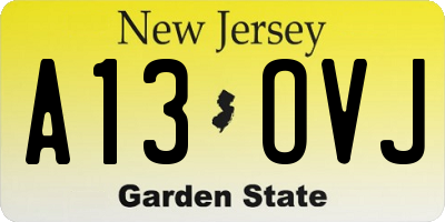 NJ license plate A13OVJ