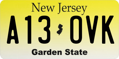 NJ license plate A13OVK