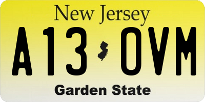 NJ license plate A13OVM