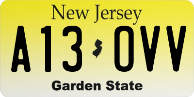 NJ license plate A13OVV