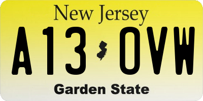 NJ license plate A13OVW