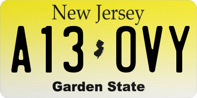 NJ license plate A13OVY