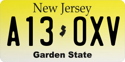 NJ license plate A13OXV