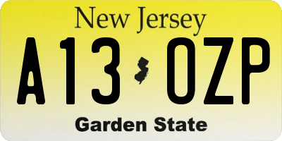 NJ license plate A13OZP