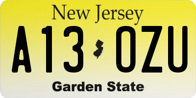 NJ license plate A13OZU