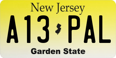 NJ license plate A13PAL