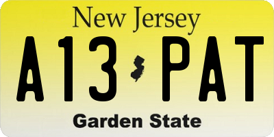 NJ license plate A13PAT