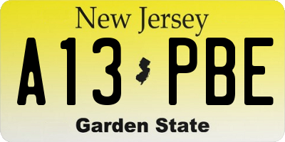 NJ license plate A13PBE