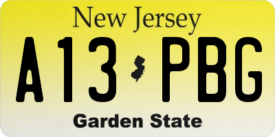 NJ license plate A13PBG