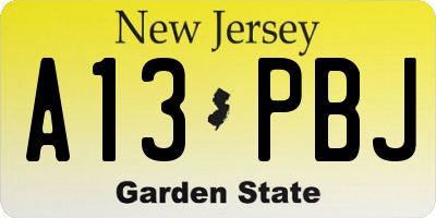 NJ license plate A13PBJ