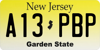 NJ license plate A13PBP