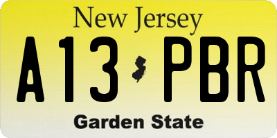 NJ license plate A13PBR