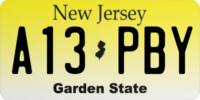 NJ license plate A13PBY